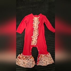 Red and Orange Ruffled Kids One Piece